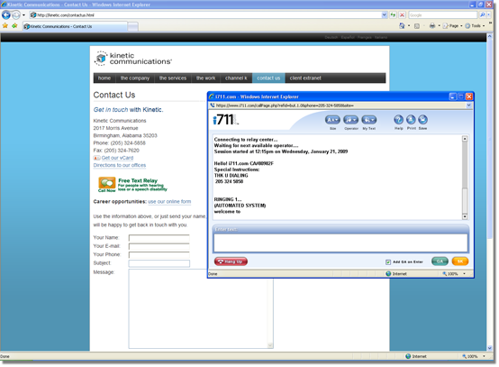 Text relay screen shot