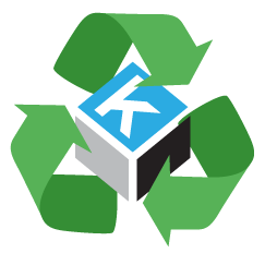 Icon featuring Kinetic Logo inside of a Recycle Logo